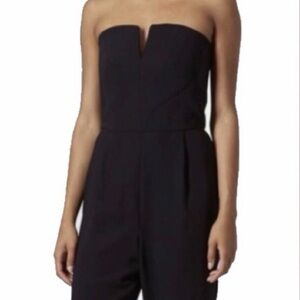 Topshop Strapless Black Jumpsuit - Size 2